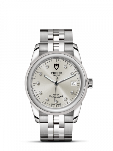 Tudor Glamour Date 36 Stainless Steel / Silver-Diamond / Bracelet M55000-0006