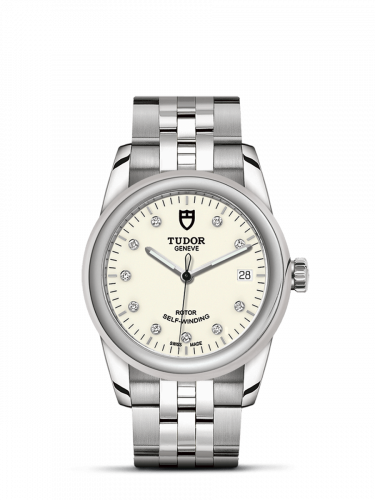 Tudor Glamour Date 36 Stainless Steel / Opaline-Diamond / Bracelet M55000-0104