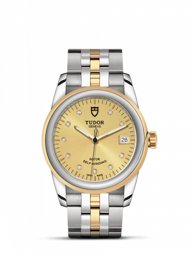 Tudor Glamour Date 36 Stainless Steel / Yellow Gold / Champagne-Diamond / Bracelet M55003-0006