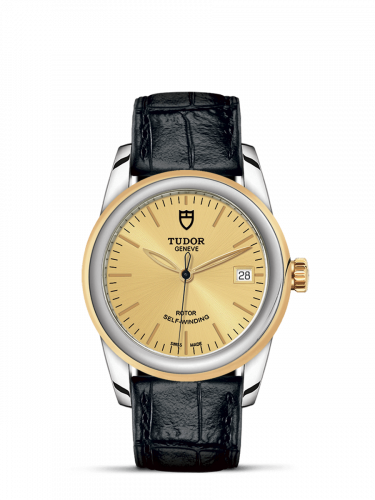 Tudor Glamour Date 36 Stainless Steel / Yellow Gold / Champagne/ Strap M55003-0044