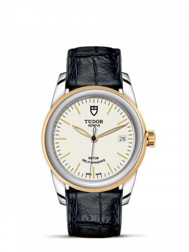 Tudor Glamour Date 36 Stainless Steel / Yellow Gold / Opaline / Strap M55003-0086