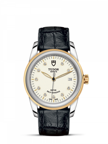 Tudor Glamour Date 36 Stainless Steel / Yellow Gold / Opaline-Diamond / Strap M55003-0095