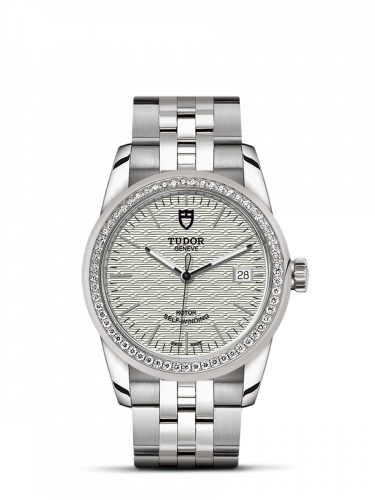 Tudor Glamour Date 36 Stainless Steel / Diamond / Jacquard Silver / Bracelet M55020-0002