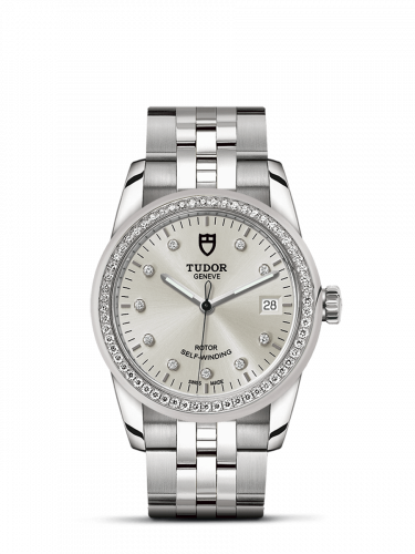 Tudor Glamour Date 36 Stainless Steel / Diamond / Silver-Diamond / Bracelet M55020-0003