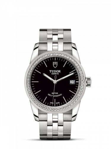 Tudor Glamour Date 36 Stainless Steel / Diamond / Black / Bracelet M55020-0008