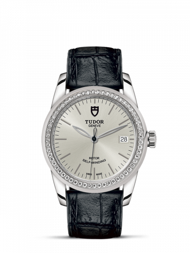 Tudor Glamour Date 36 Stainless Steel / Diamond / Silver / Strap M55020-0057