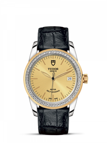 Tudor Glamour Date 36 Stainless Steel / Yellow Gold / Diamond / Champagne / Strap M55023-0049