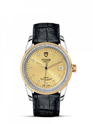 Tudor Glamour Date 36 Stainless Steel / Yellow Gold / Diamond / Champagne-Diamond / Strap M55023-0050