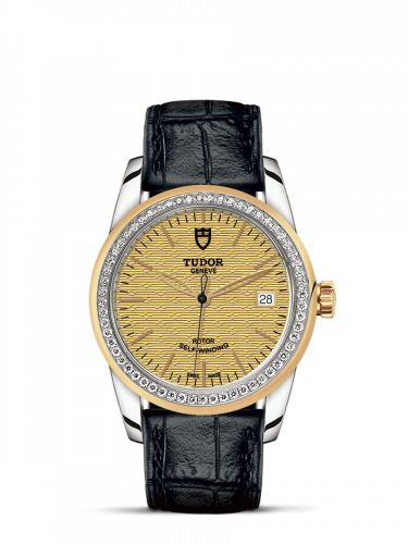 Tudor Glamour Date 36 Stainless Steel / Yellow Gold / Diamond / Jacquard Champagne / Strap M55023-0051