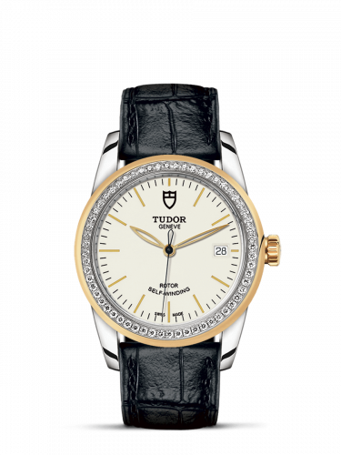 Tudor Glamour Date 36 Stainless Steel / Yellow Gold / Diamond / Opaline / Strap M55023-0085