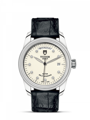 Tudor Glamour Day + Date Stainless Steel / Opaline-Diamond / Strap M56000-0184
