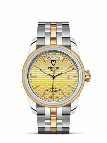 Tudor Glamour Day + Date Stainless Steel / Yellow Gold / Jacquard Champagne / Bracelet M56003-0003
