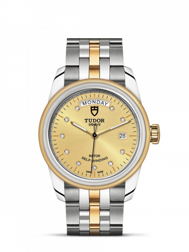 Tudor Glamour Day + Date Stainless Steel / Yellow Gold / Champagne-Diamond / Bracelet M56003-0006