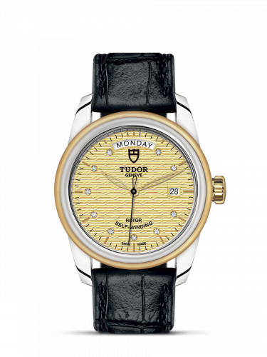 Tudor Glamour Day + Date Stainless Steel / Yellow Gold / Jacquard Champagne-Diamond / Strap M56003-0029