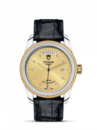 Tudor Glamour Day + Date Stainless Steel / Yellow Gold / Champagne-Diamond / Strap M56003-0035