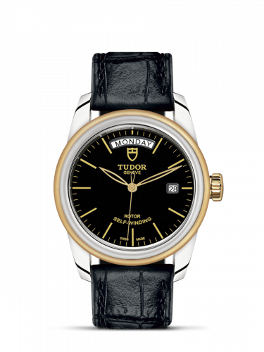 Tudor Glamour Day + Date Stainless Steel / Yellow Gold / Black / Strap M56003-0040