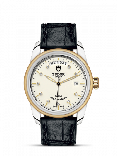 Tudor Glamour Day + Date Stainless Steel / Yellow Gold / Opaline-Diamond / Strap M56003-0115