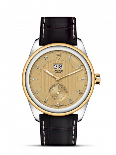 Tudor Glamour Double Date Stainless Steel / Yellow Gold / Champagne-Diamond / Strap M57103-0024