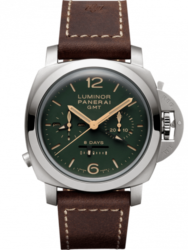 Panerai Luminor 1950 Chrono Monopulsante 8 Days GMT Titanio / Green PAM00737