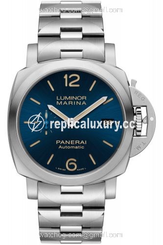 Panerai Luminor 1950 Marina 42 3 Days Automatic Stainless Steel / Blue / Bracelet PAM01028