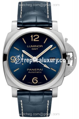 Panerai Luminor 1950 44 3 Days GMT Automatic Stainless Steel / Blue PAM01033