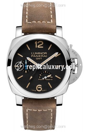 Panerai Luminor 1950 42 3 Days GMT Power Reserve Automatic Stainless Steel / Black Hobnail PAM01537