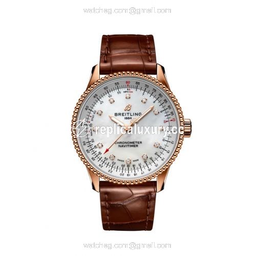 Breitling Navitimer 1 35 Automatic Red Gold / MOP / Croco / Pin R17395211A1P1