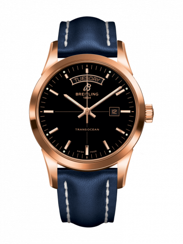 Breitling Transocean Day & Date Red Gold / Black / Calf / Pin R4531012/BB70/105X/R20BA.1