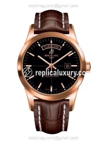 Breitling Transocean Day & Date Red Gold / Black / Croco / Pin R4531012/BB70/739P/R20BA.1