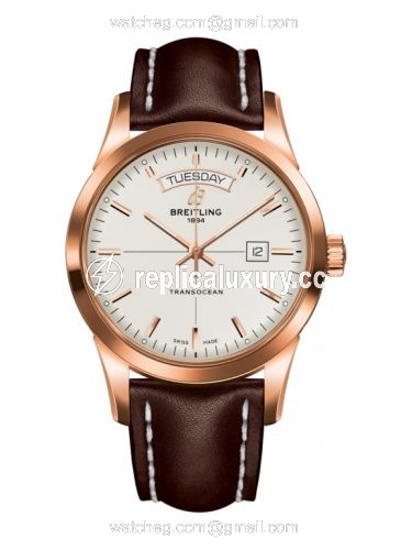 Breitling Transocean Day & Date Red Gold / Silver / Calf / Pin R4531012/G752/437X/R20BA.1