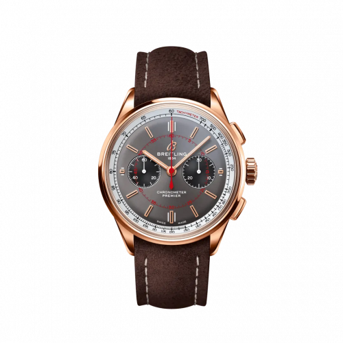 Breitling Premier B01 Chronograph 42 Red Gold / Grey / Nubuck / Wheels & Waves RB0118A31B1X1
