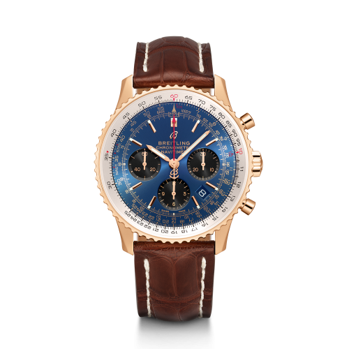 Breitling Navitimer 1 B01 Chronograph 43 Red Gold / Blue / Croco / Pin RB0121211C1P2