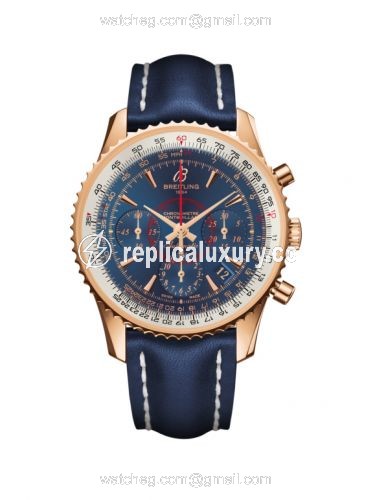 Breitling Montbrillant 01 Red Gold / Aurora Blue / Calf RB013012.C896.113X