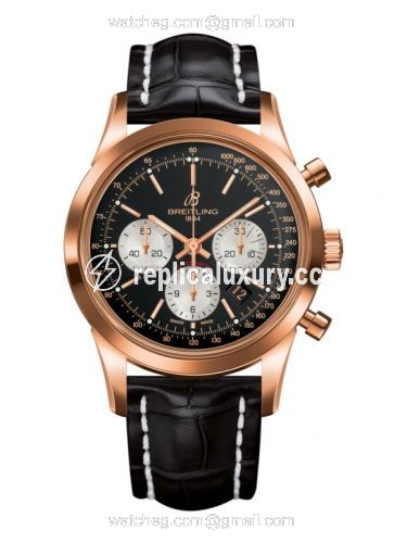 Breitling Transocean Chronograph Red Gold / Reverse Panda / Croco RB015212.BF15.743P