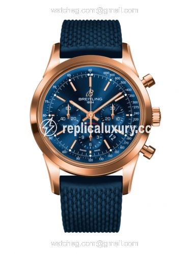 Breitling Transocean Chronograph Red Gold / Blue / Rubber Aero Classic RB015212|C940|281S