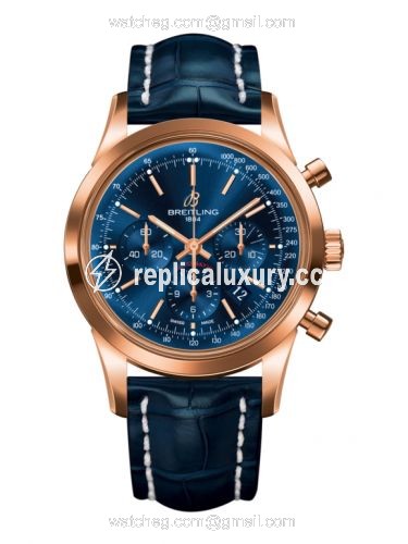 Breitling Transocean Chronograph Red Gold / Blue / Croco RB015212.C940.731P