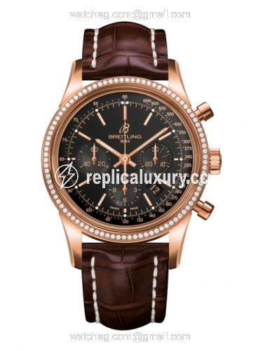 Breitling Transocean Chronograph Red Gold / Diamond / Black / Croco RB015253.BB16.739P