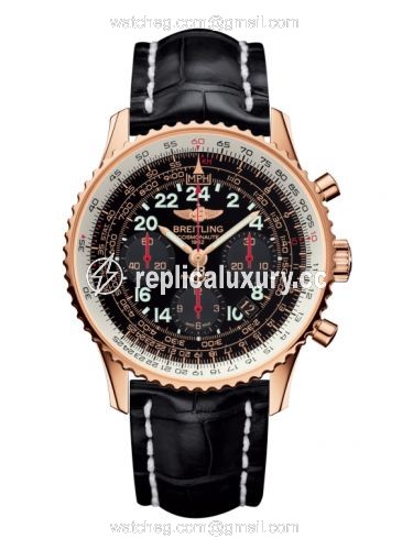 Breitling Cosmonaute Red Gold / Black / Croco RB0210B5.BC19.743P