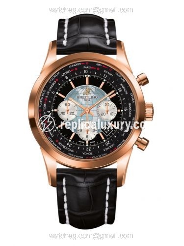 Breitling Transocean Chronograph Unitime Red Gold / Black / Croco RB0510U4.BB63.760P