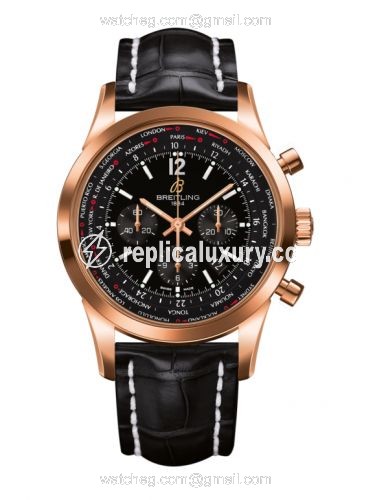 Breitling Transocean Chronograph Unitime Pilot Red Gold / Black / Croco RB0510U5.BC39.760P