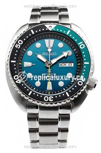 Seiko Prospex Diver Turtle Stainless Steel / Green / Bracelet SRPB01