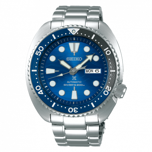Seiko Prospex Diver Turtle Stainless Steel / Blue / Bracelet / Save the Ocean SRPD21K1