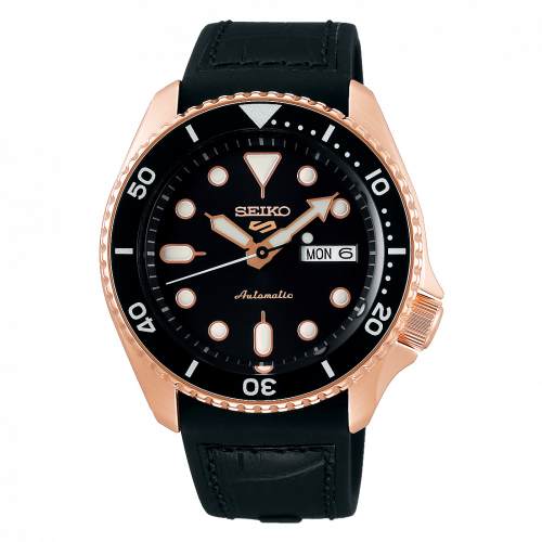 Seiko 5 Sports Specialist Style Rose Gold / Black / Rubber SRPD76K1