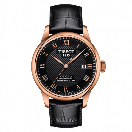 Tissot Le Locle Powermatic 80 39.3 Rose Gold PVD / Black / Strap T006.407.36.053.00