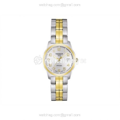 Tissot PR 100 Quartz 24.5 Stainless Steel / Yellow Gold PVD / Silver / Bracelet T049.210.22.032.00