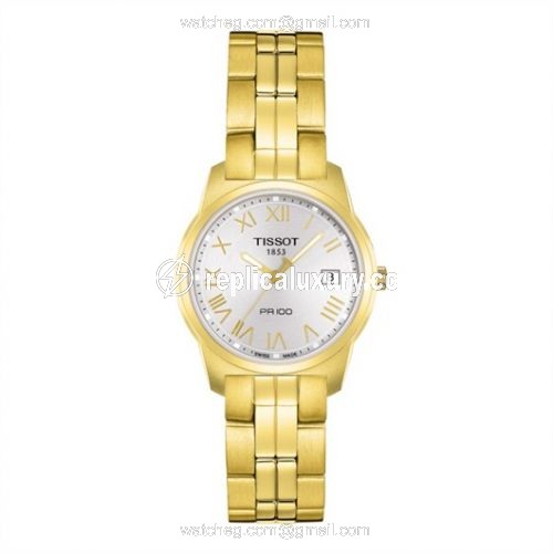 Tissot PR 100 Quartz 24.5 Yellow Gold PVD / Silver / Bracelet T049.210.33.033.00