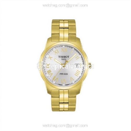 Tissot PR 100 Quartz 38 Yellow Gold PVD / Silver / Bracelet T049.410.33.033.01