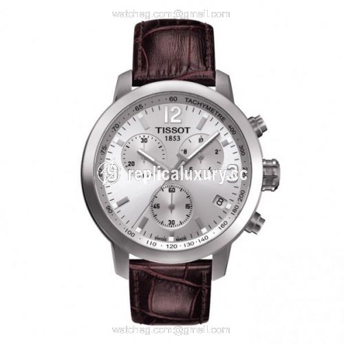 Tissot PRC 200 Quartz Chronograph Silver Brown Leather T055.417.16.037.00