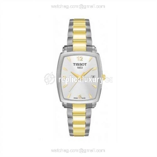 Tissot Everytime Tonneau Stainless Steel / PVD Yellow Gold / Silver / Bracelet T057.910.22.037.00