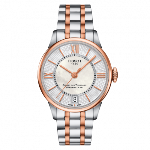 Tissot Chemin Des Tourelles Powermatic 80 32 Stainless Steel / Rose Gold PVD / MOP / Bracelet T099.207.22.118.02